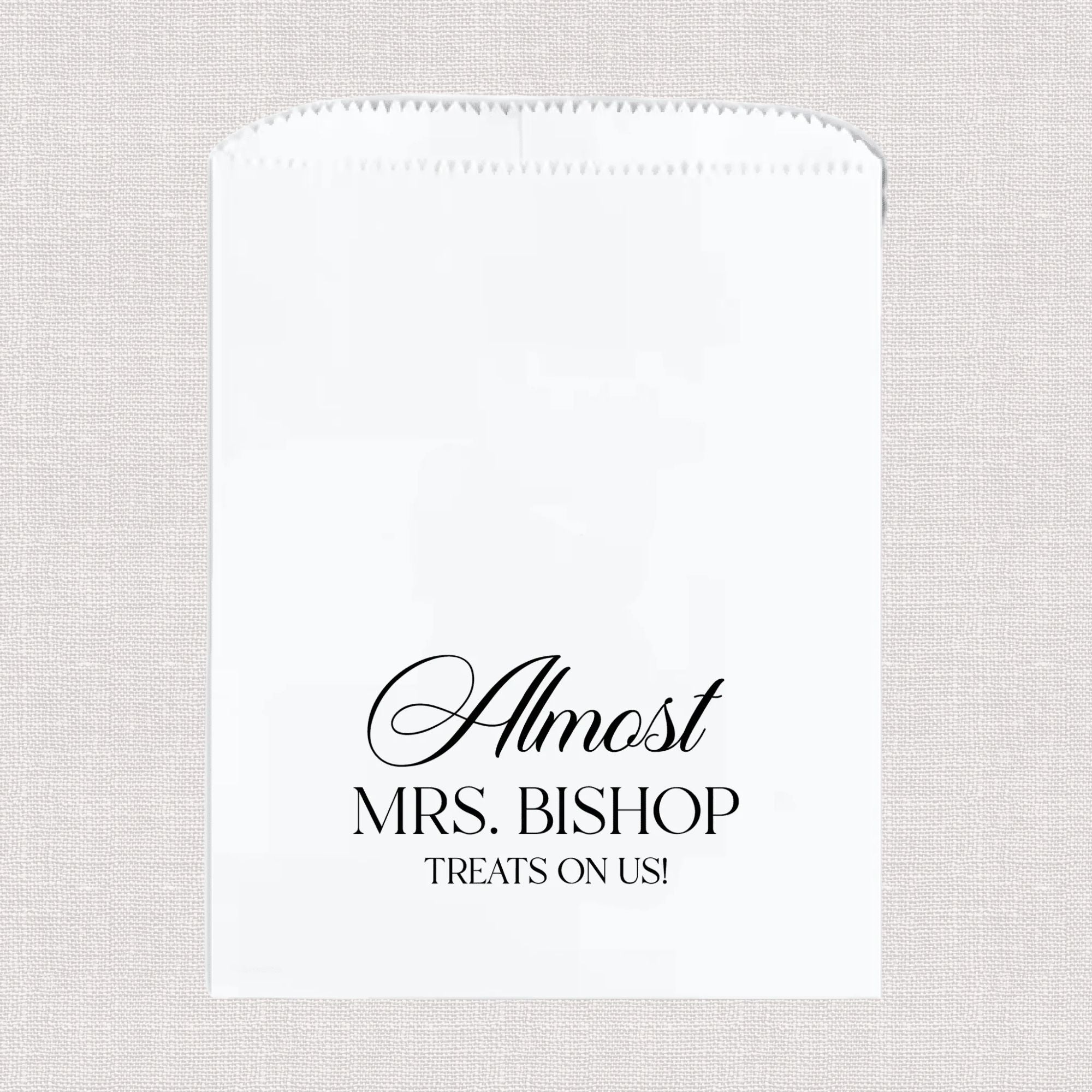 Elegant Almost Mrs Personalized Favor Treat Bag