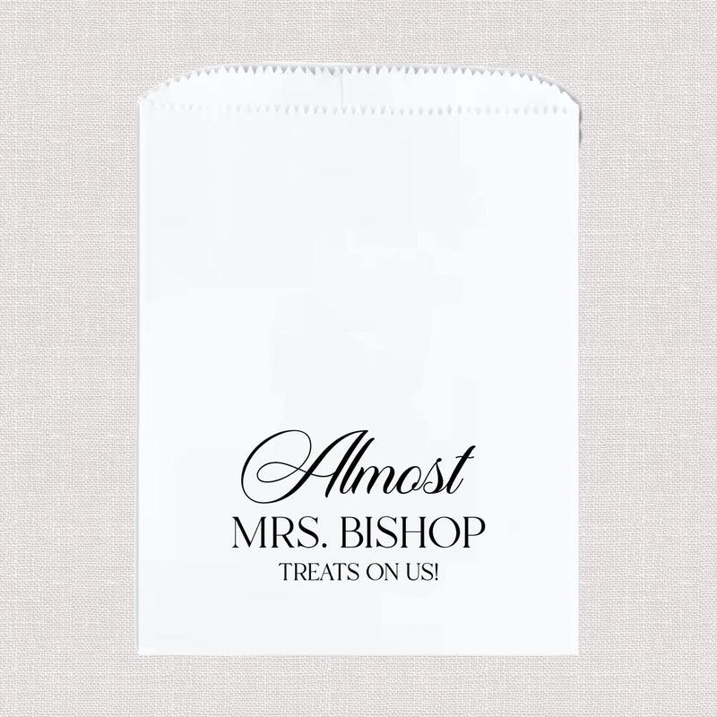 Elegant Almost Mrs Personalized Favor Treat Bag