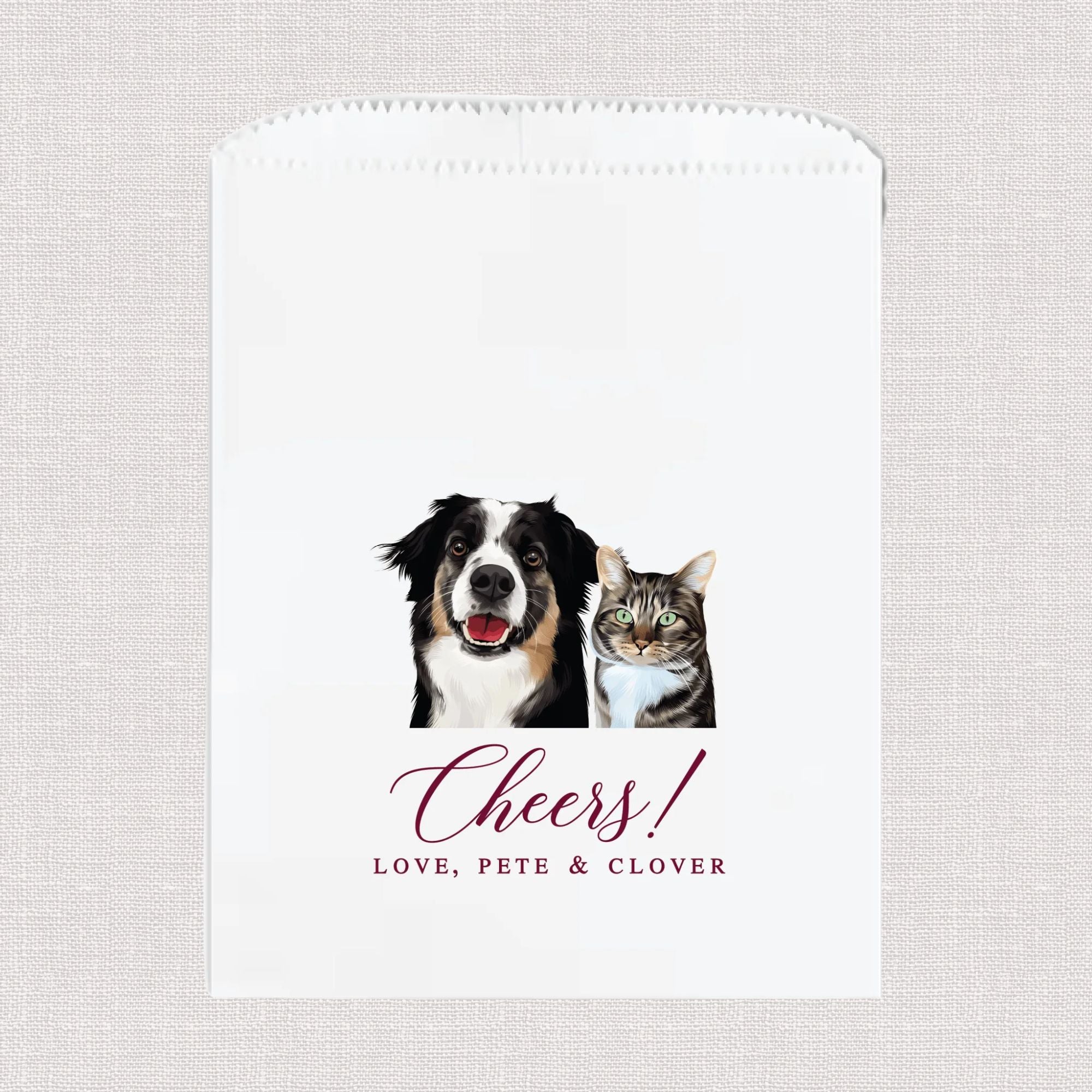 Cheers! Full Color Pet Wedding Treat Bags