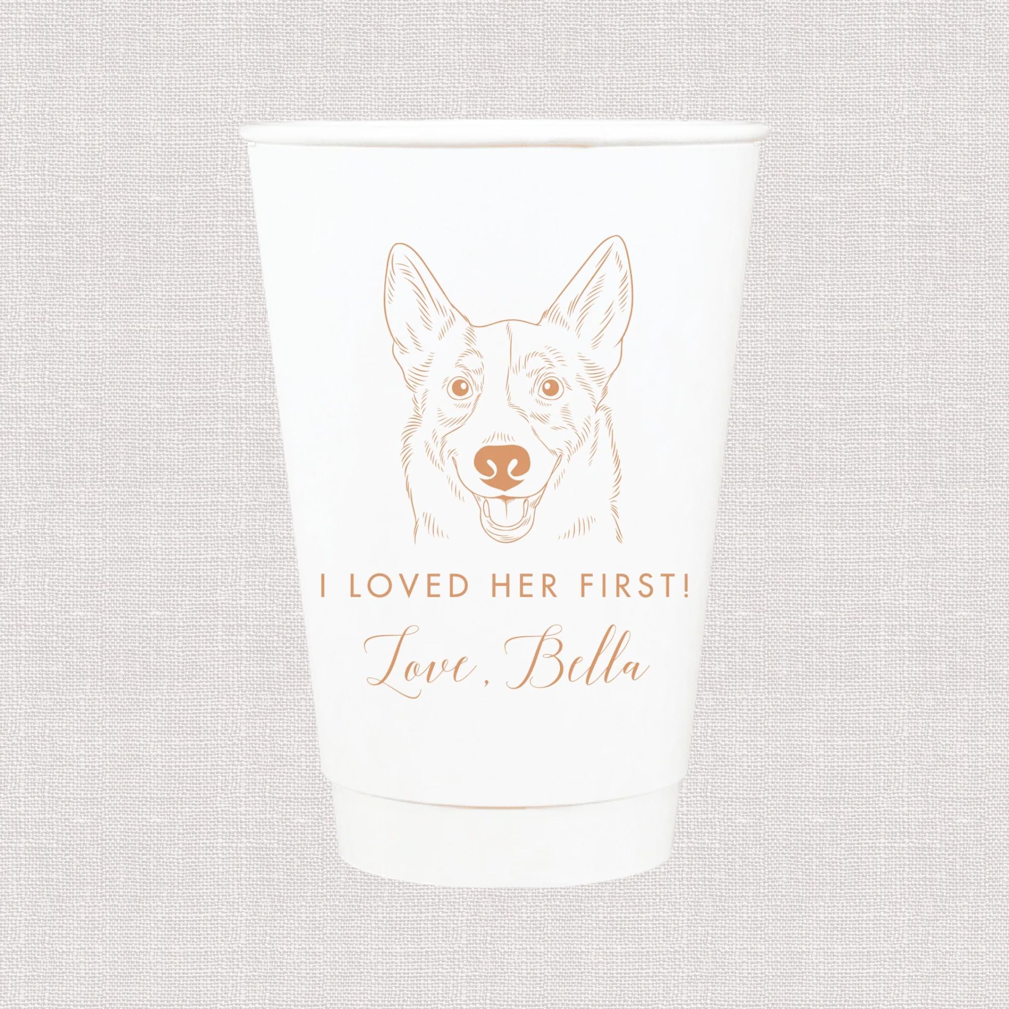 I Loved Her First Wedding Paper Cups with Custom Pet Design