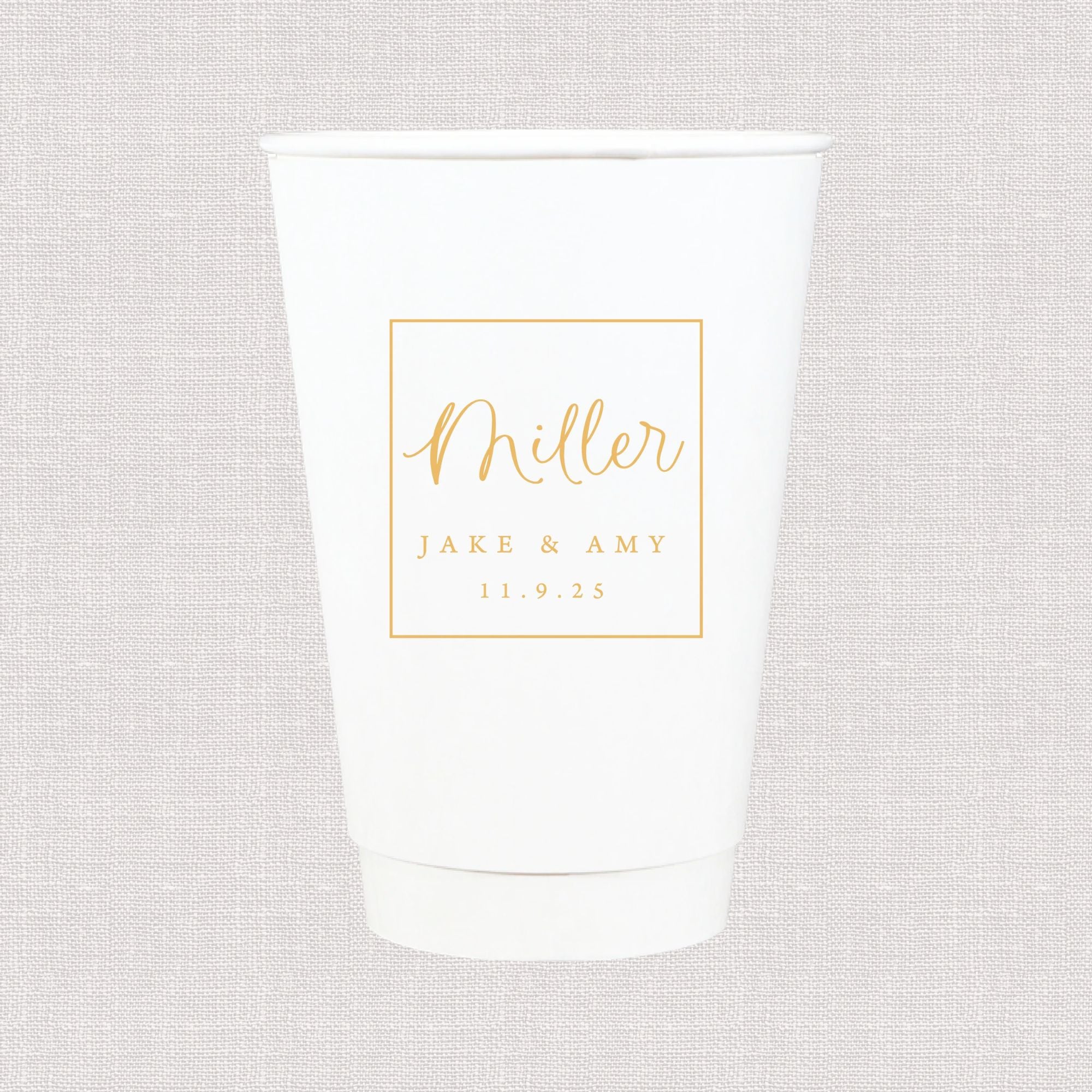 Square Monogram Personalized Wedding Paper Cups
