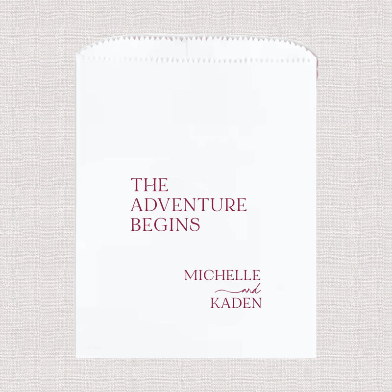 The Adventure Begins Simple Personalized Favor Treat Bag