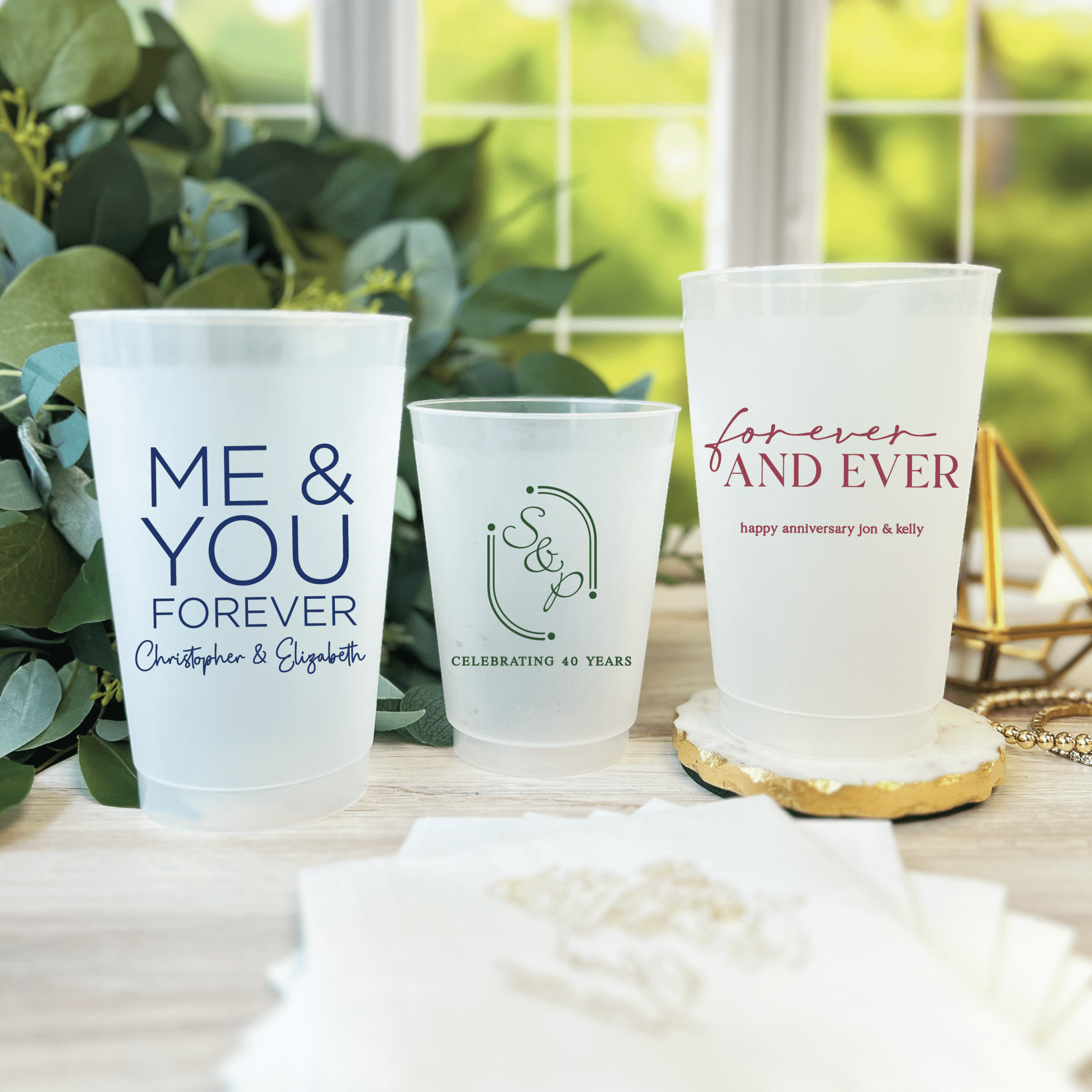 Anniversary Frosted Plastic Cups - Cup - Frosted