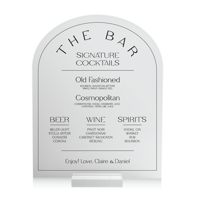 The Bar - Arched Wedding Bar Sign