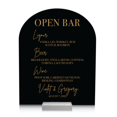 Open Bar - Arched Wedding Bar Sign