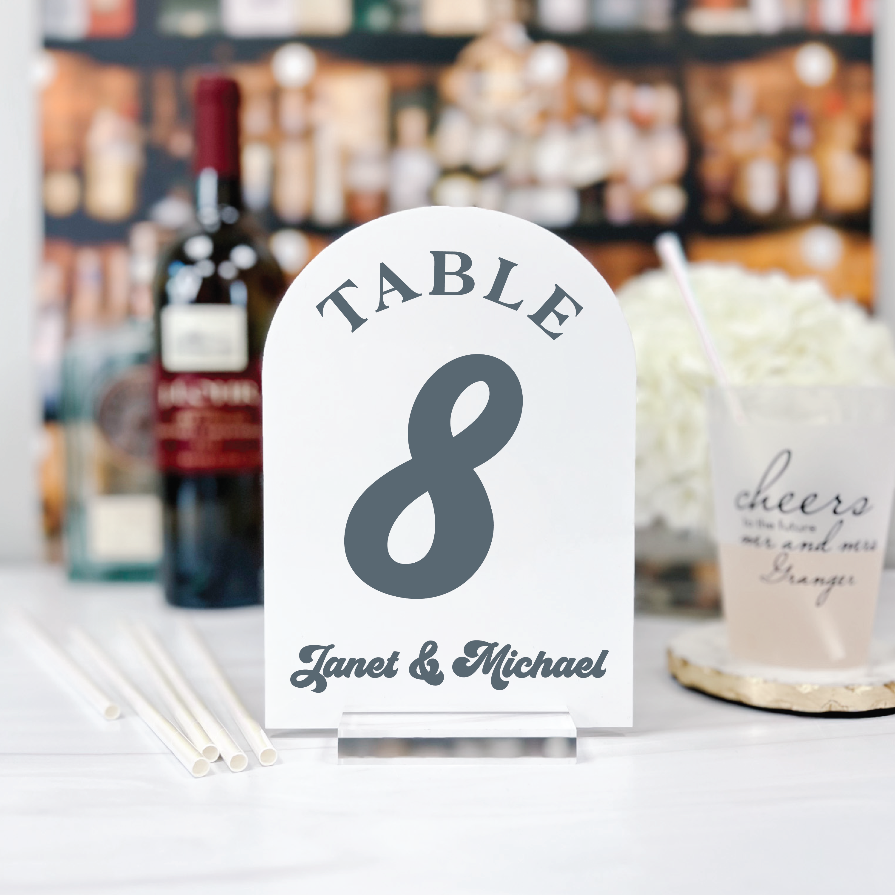 Retro Arched Acrylic Table Numbers - Table Numbers