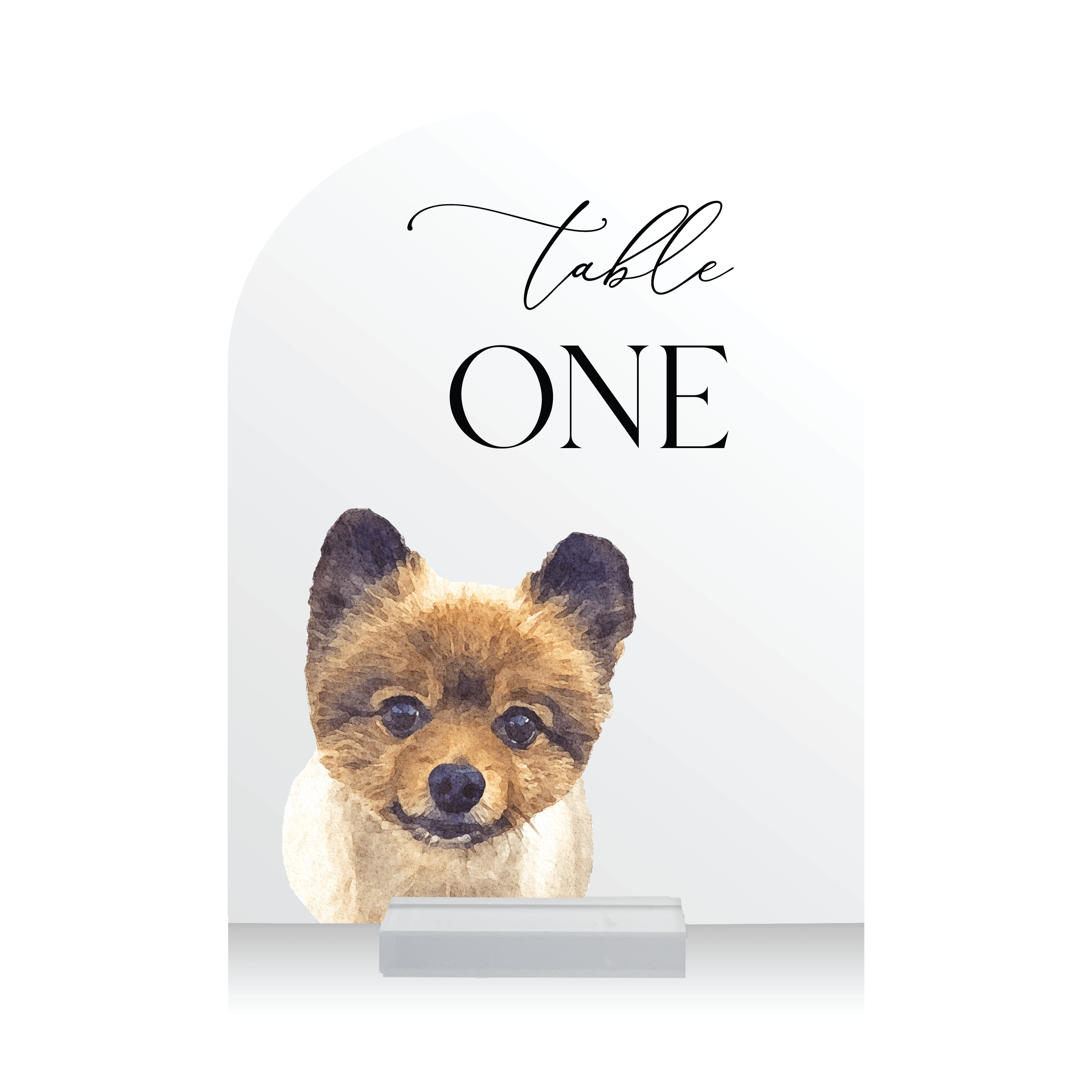Arched Watercolor Pet Table Numbers - Table Numbers