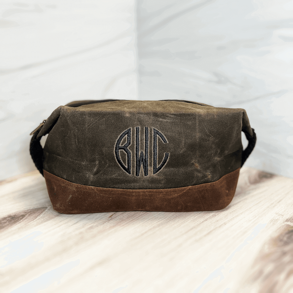 Personalized Waxed Canvas Dopp Kit for Men