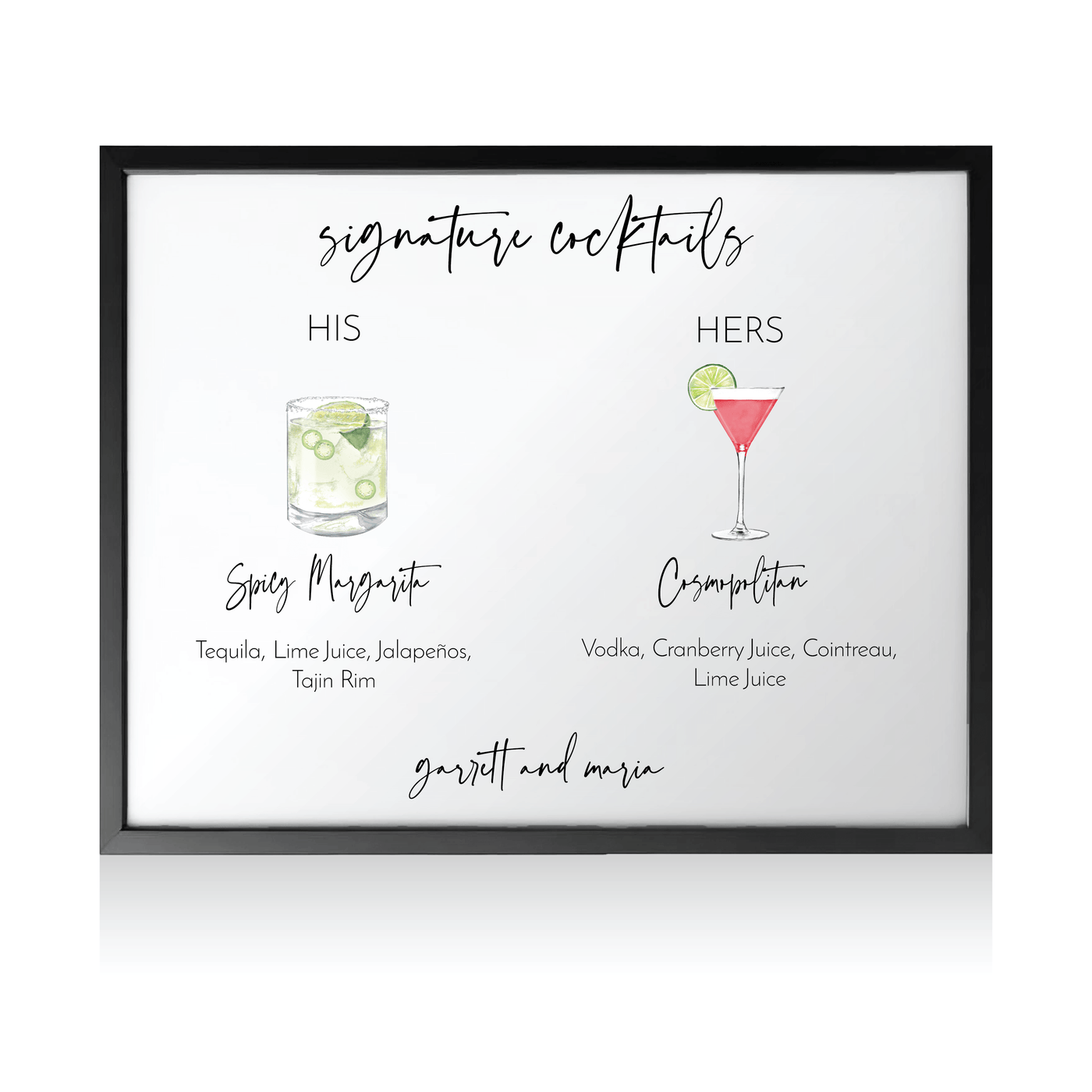 Signature Drink Menu Print