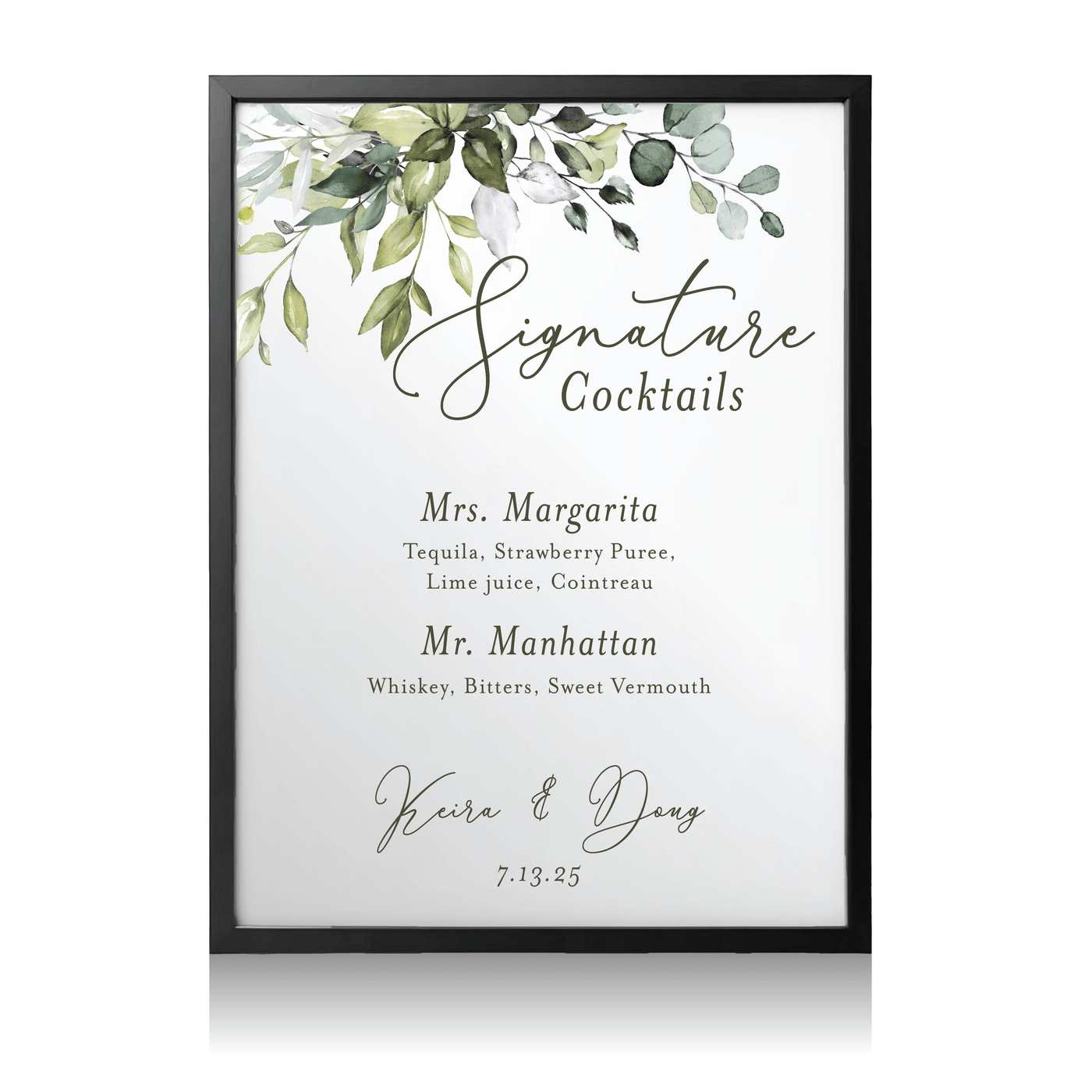 Signature Drink Bar Menu Print