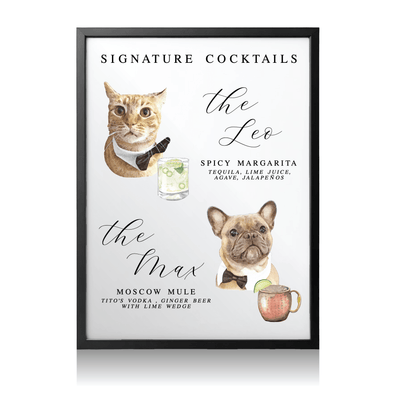 Wedding Bar Menu Print - Pets