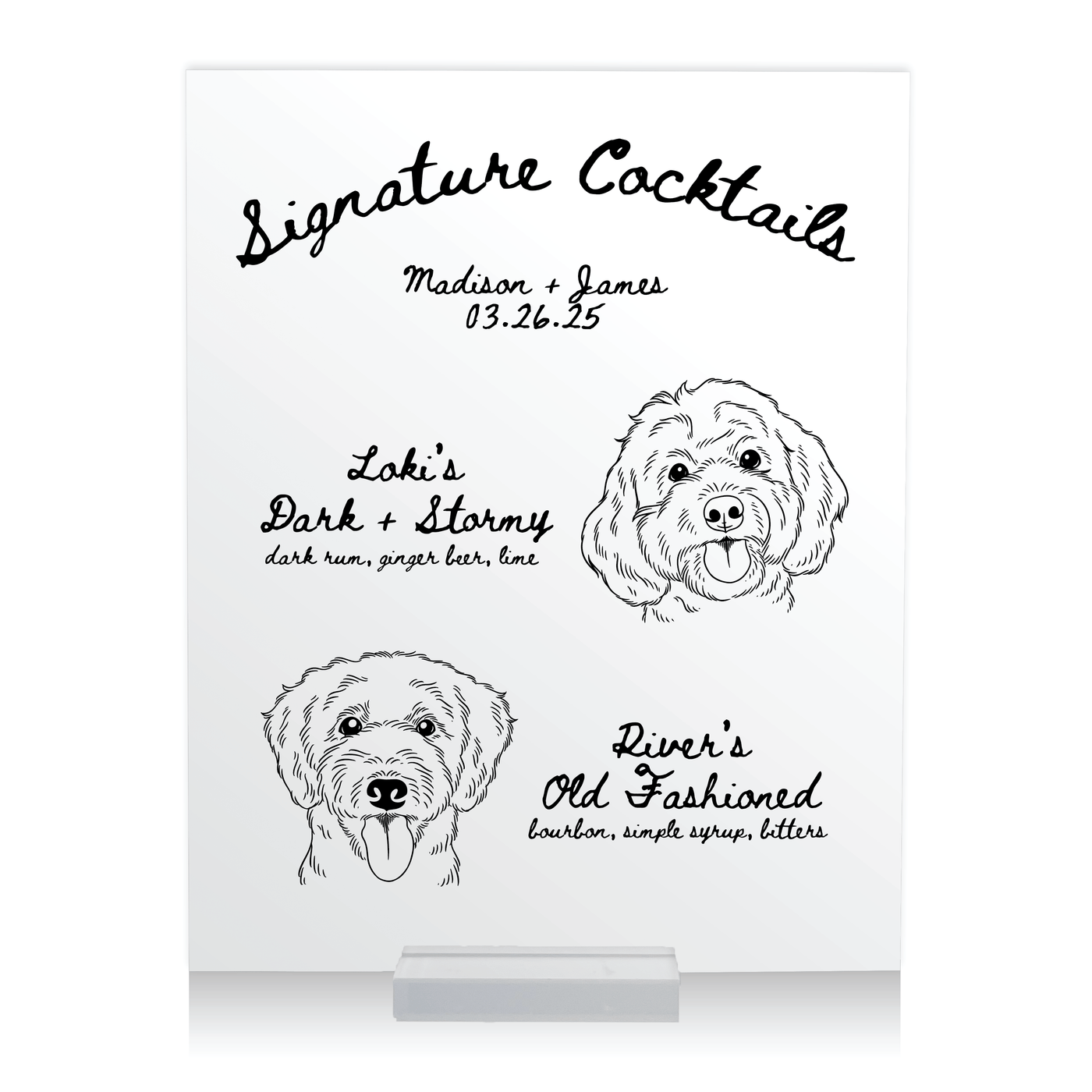 Illustrated Pet Wedding Bar Print