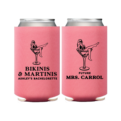 Bikinis And Martinis Personalized Bachelorette Can Cooler