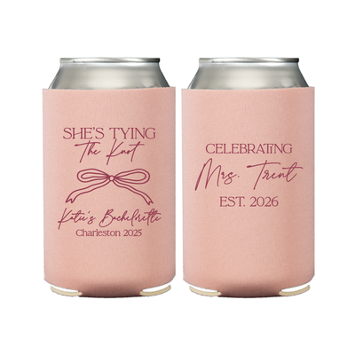 She's Tying The Knot Personalized Bachelorette Can Cooler