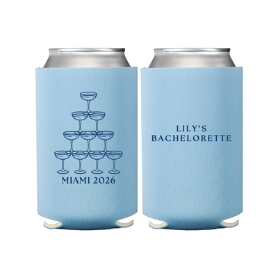 Champagne Tower Personalized Bachelorette Can Cooler