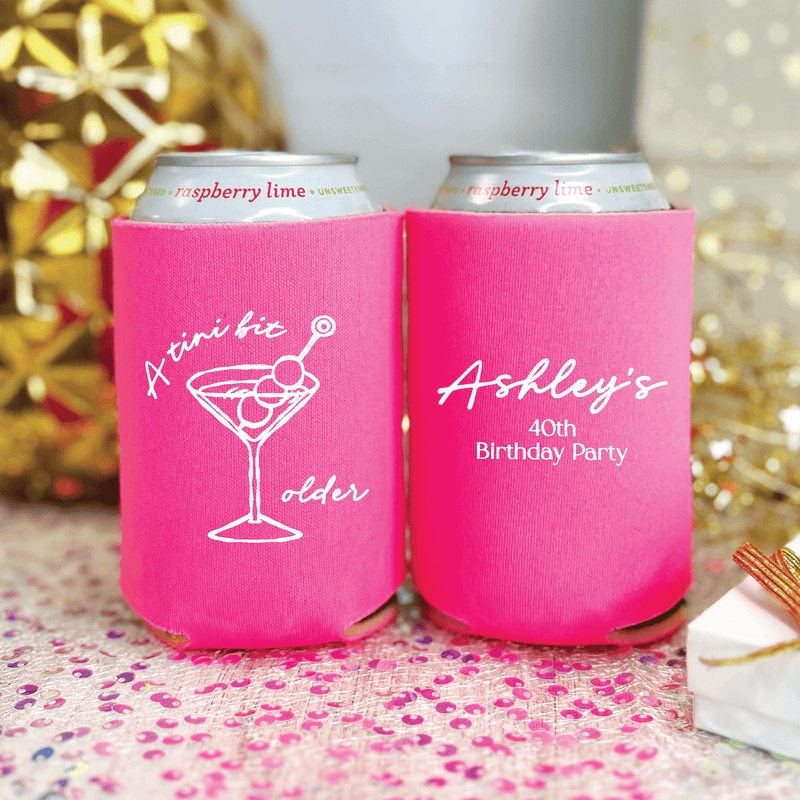 Martinis & Milestones Birthday Can Coolers