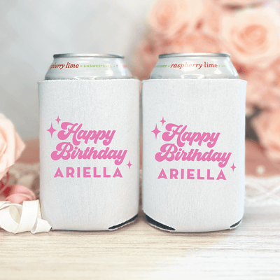 Bold Retro Birthday Can Coolers