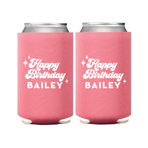 Bold Retro Birthday Can Coolers