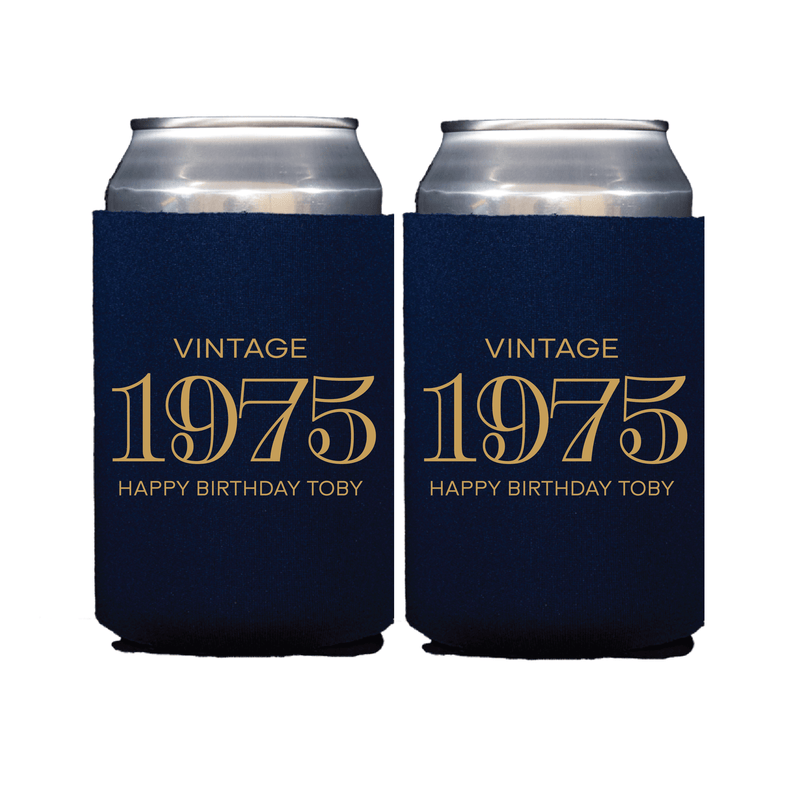 Vintage Birthday Can Coolers