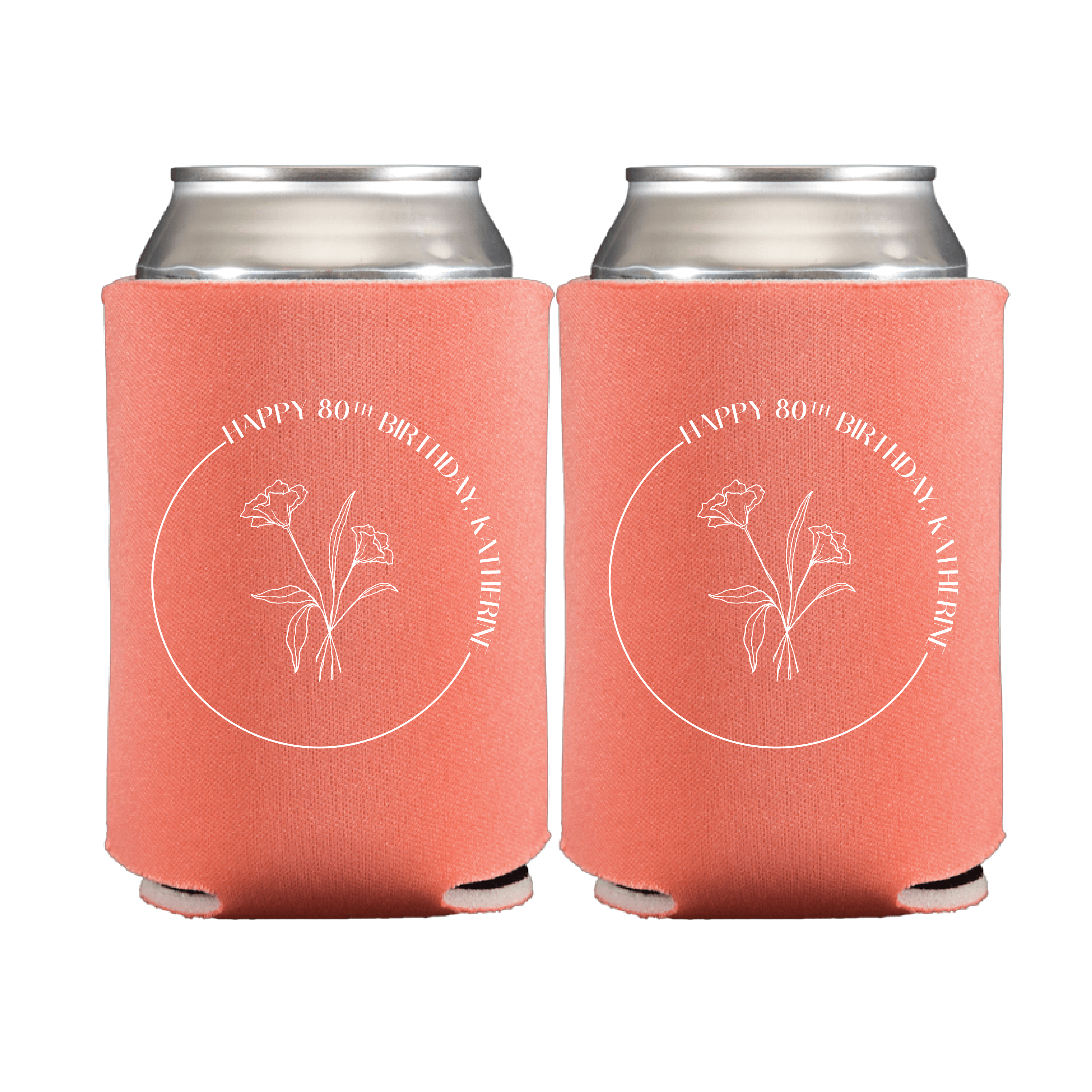 Elegant Floral Birthday Can Coolers