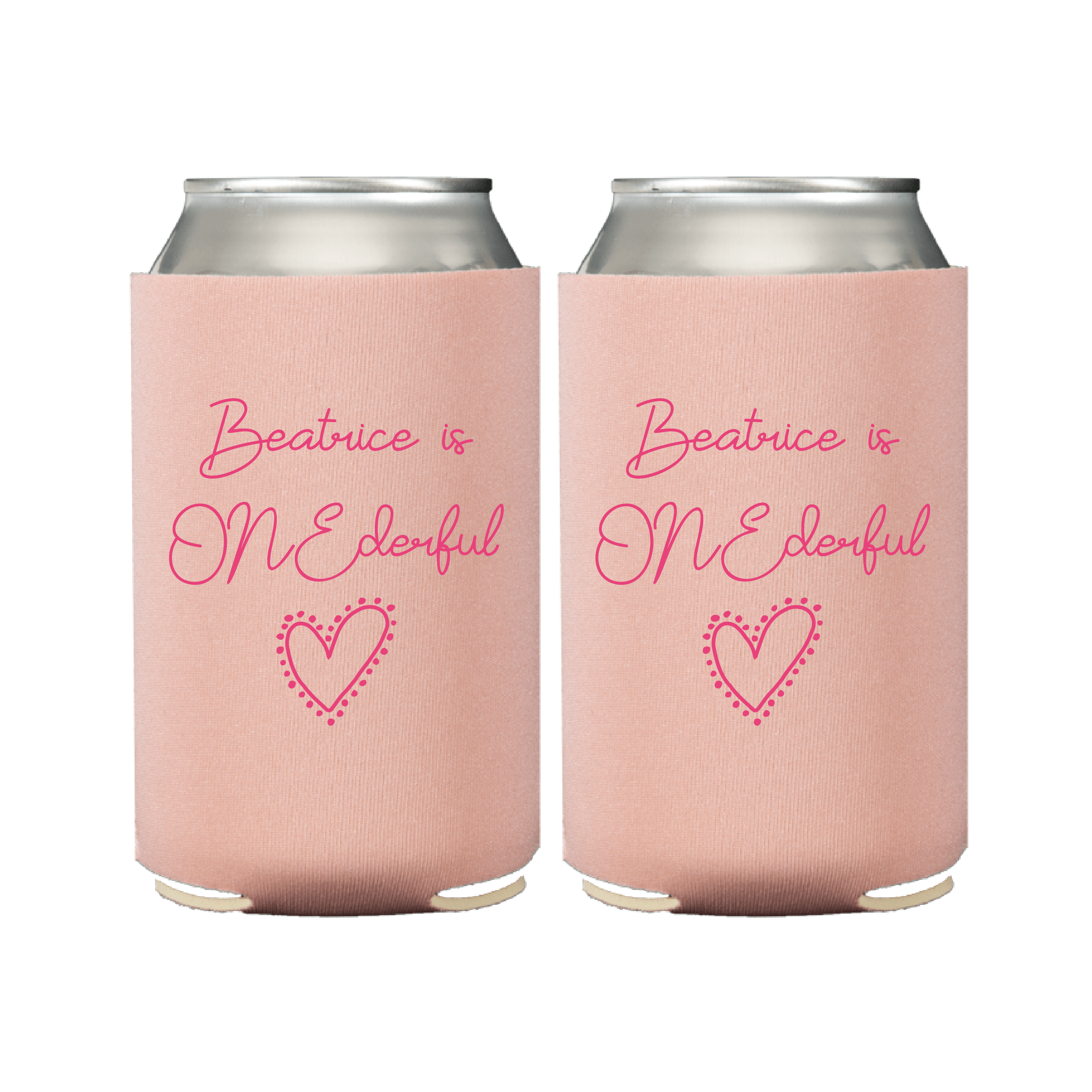 Ms ONEderful Heart Birthday Can Coolers