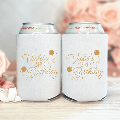 Balloons and Confetti Kids Birthday Can Coolers