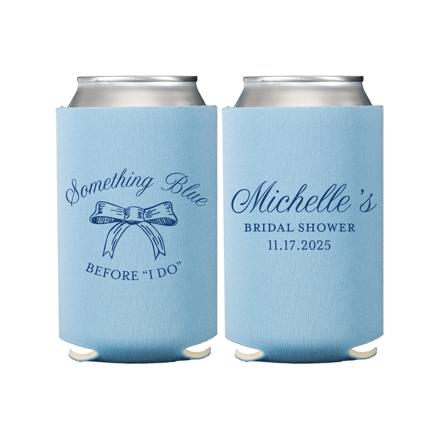 Something Blue Personalized Bridal Shower Can Coolers