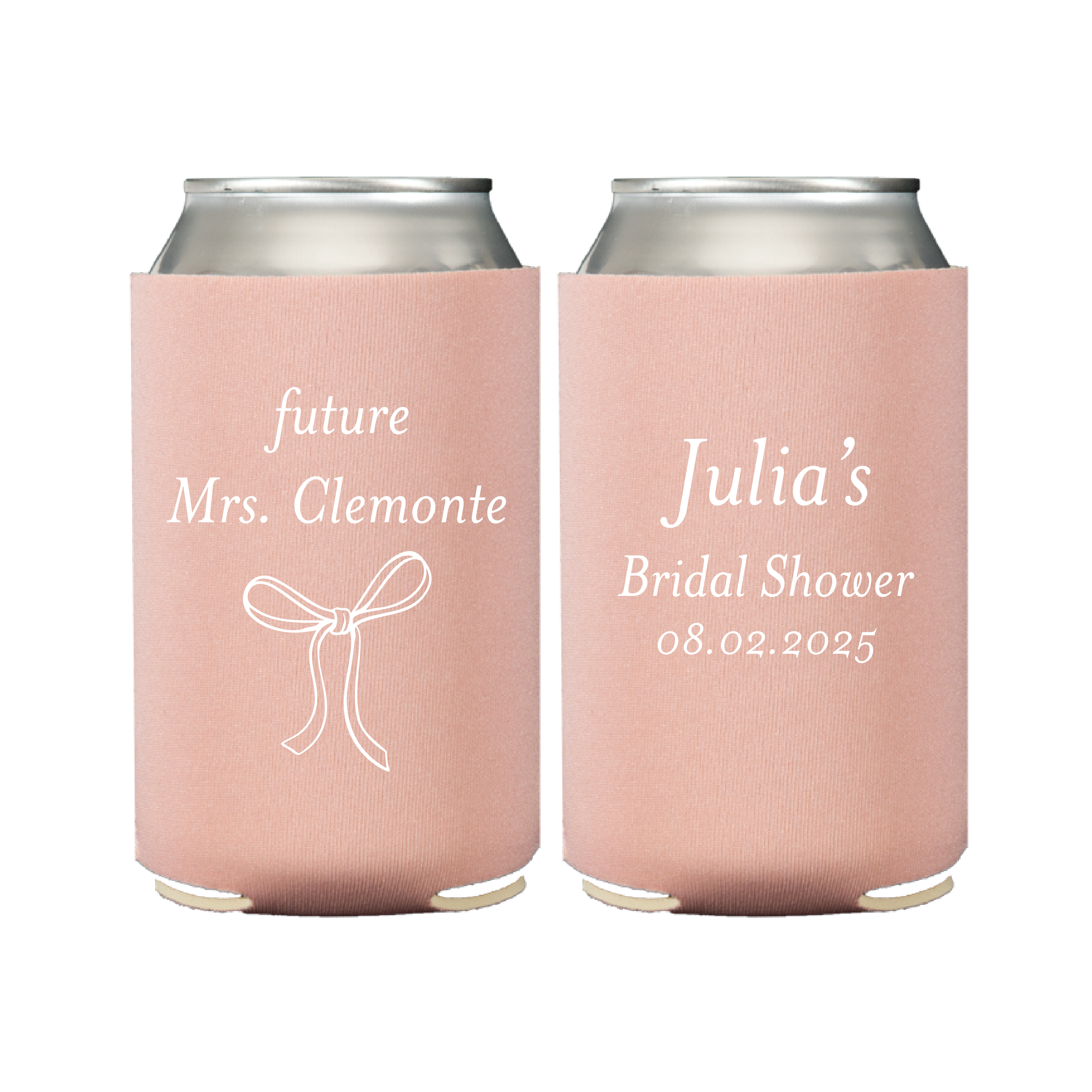 Elegant Bow Personalized Bridal Shower Can Coolers - Can Cooler