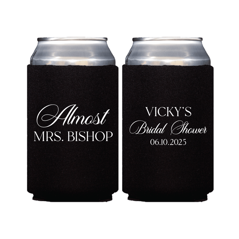 Elegant Almost Mrs Personalized Bridal Shower Can Coolers - Can Cooler