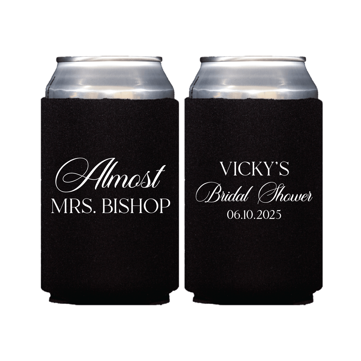 Elegant Almost Mrs Personalized Bridal Shower Can Coolers