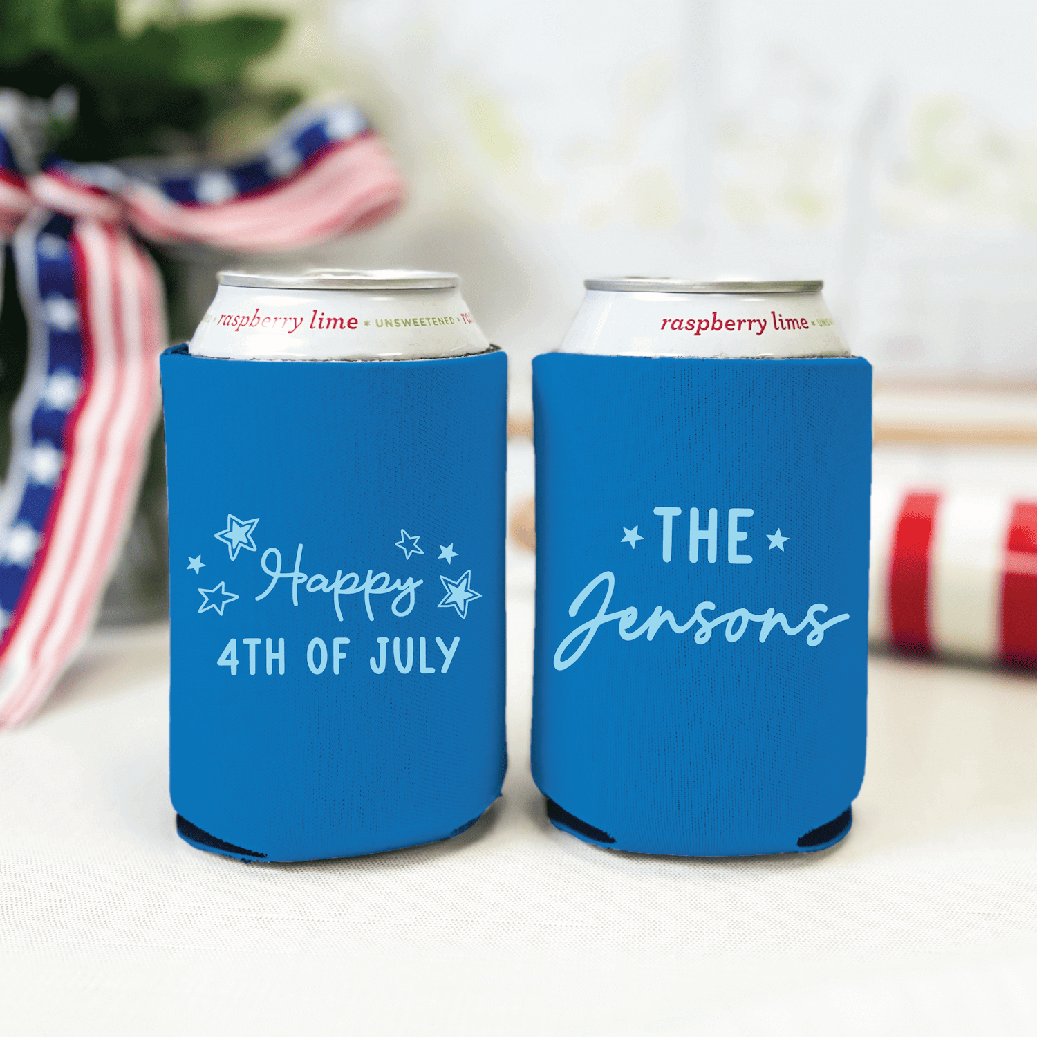 Happy 4th of July Personalized Can Coolers