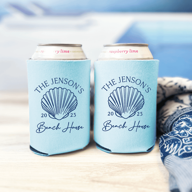 Seashell Beach House Can Coolers
