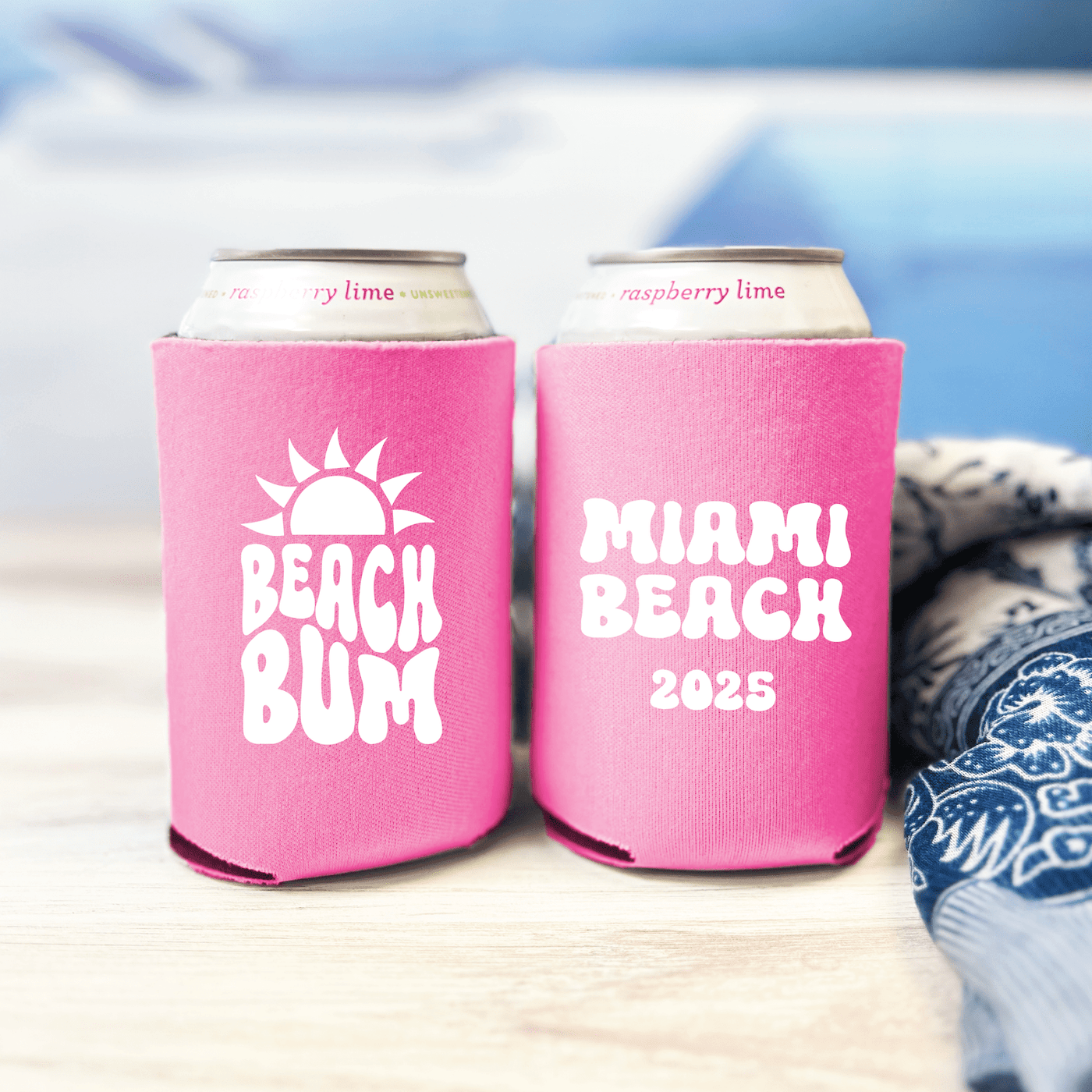Beach Bum Vibes Can Coolers