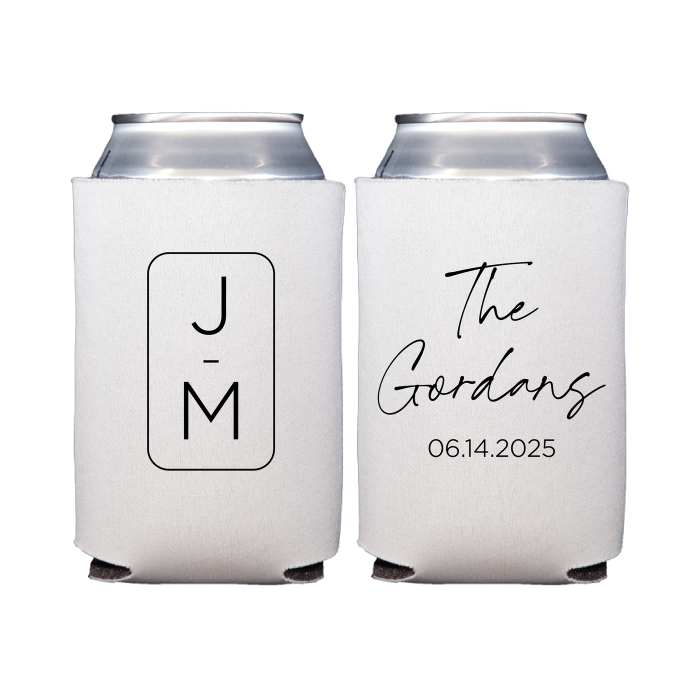 Modern Monogram Wedding Can Coolers