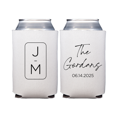 Modern Monogram Wedding Can Coolers