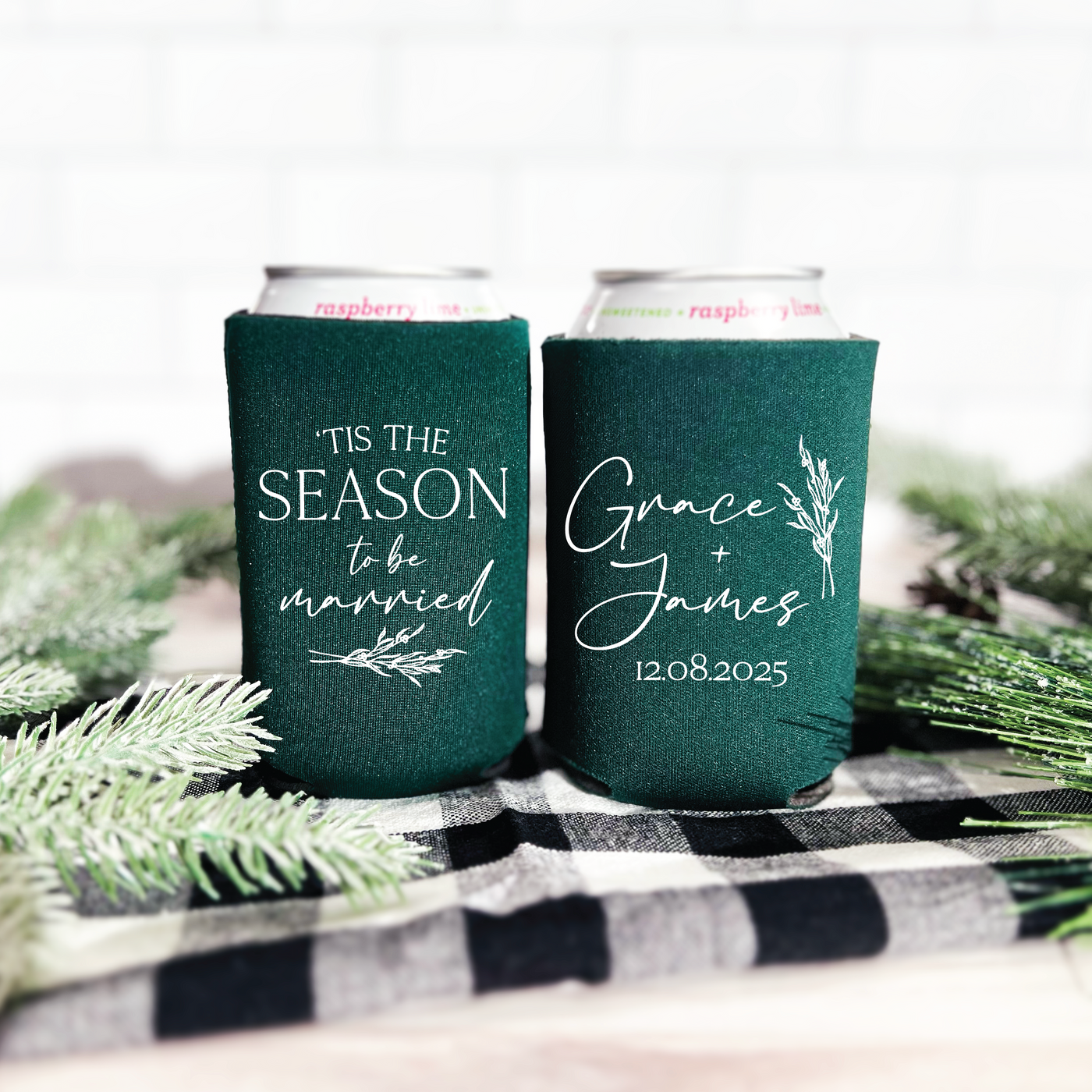 Tis The Season To Be Married Wedding Can Coolers