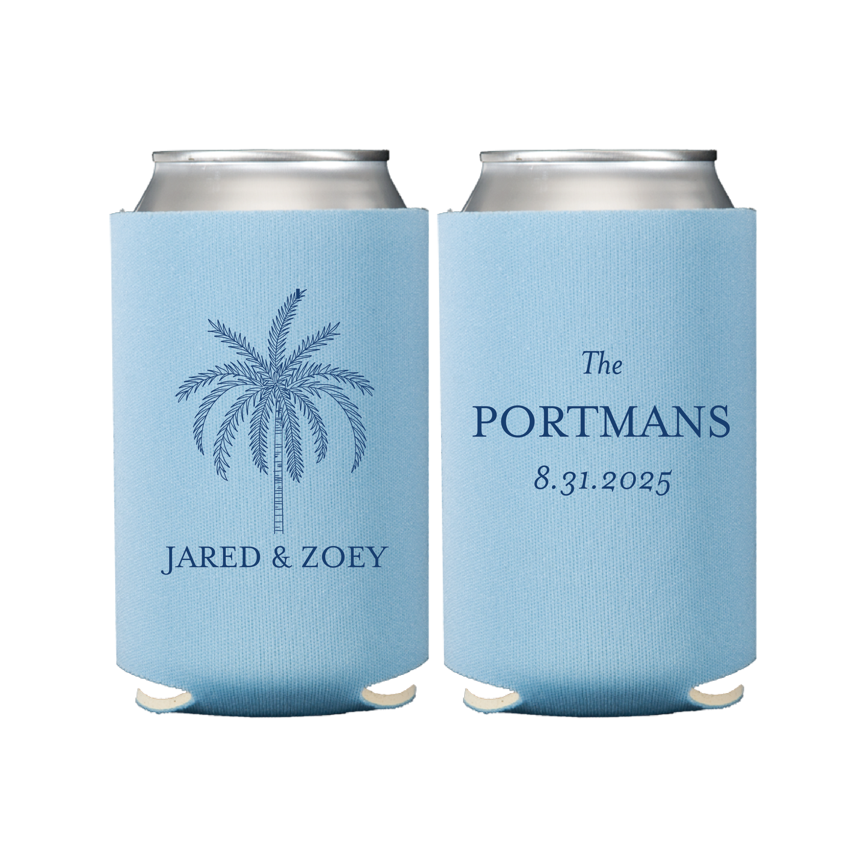 Palm Tree Last Name Wedding Can Coolers - Can Cooler