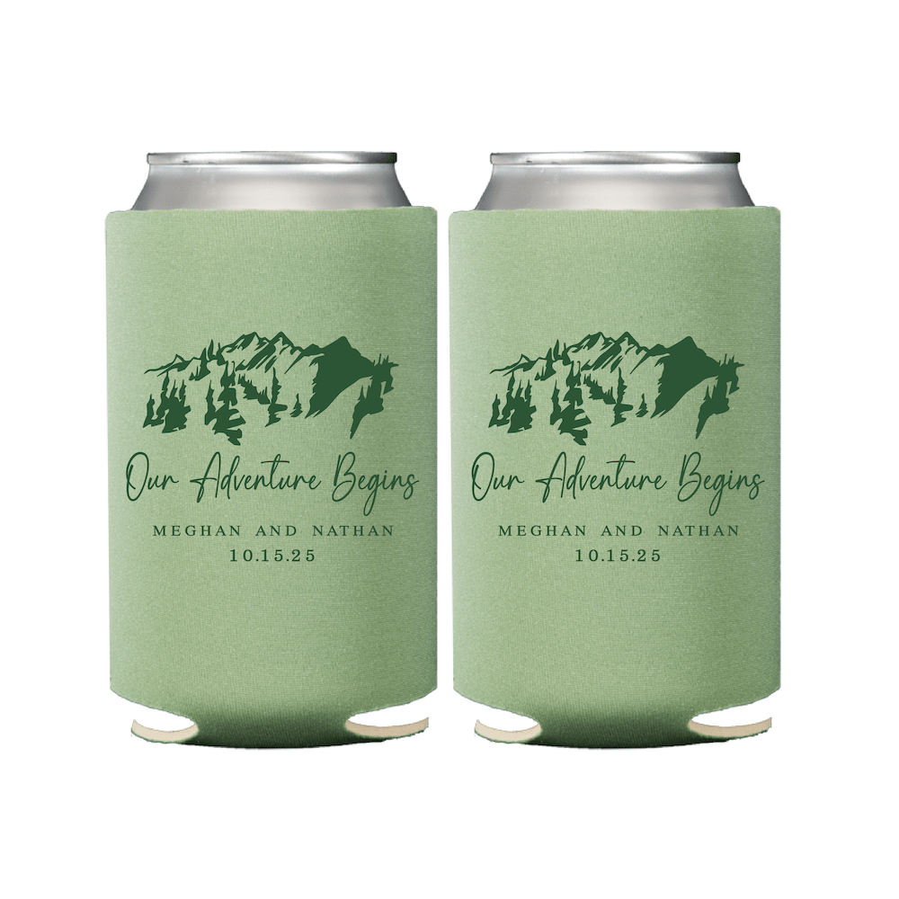 Our Adventure Begins Wedding Reception Bar Can Coolers - Can Cooler