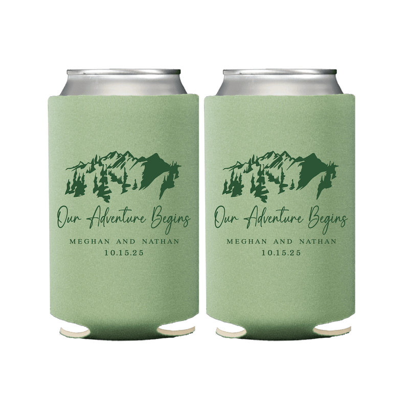 Our Adventure Begins Wedding Reception Bar Can Coolers - Can Cooler