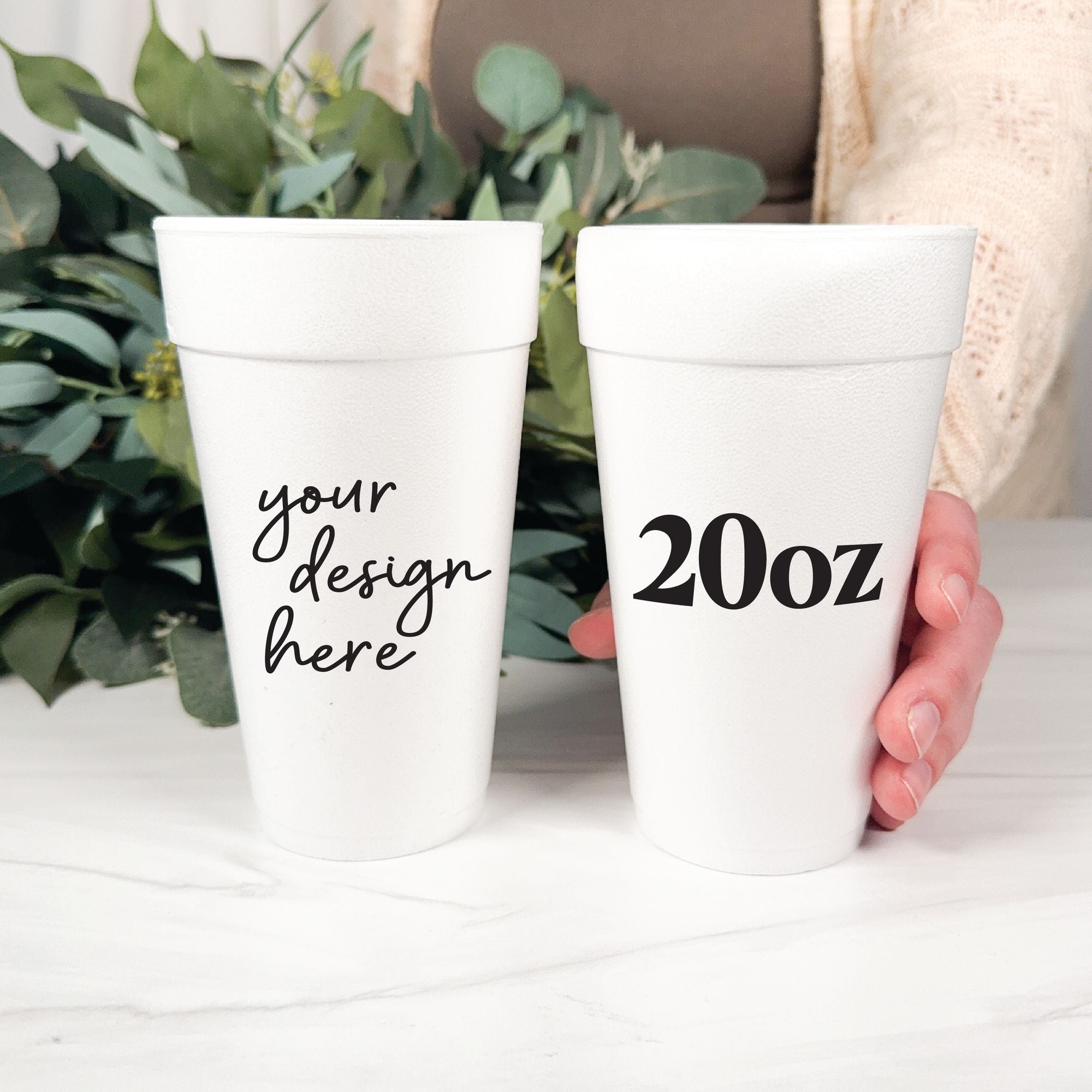 Personalized Foam Wedding Cups Design Your Own 20oz Tall Cup Comparison Shot – Rubi and Lib