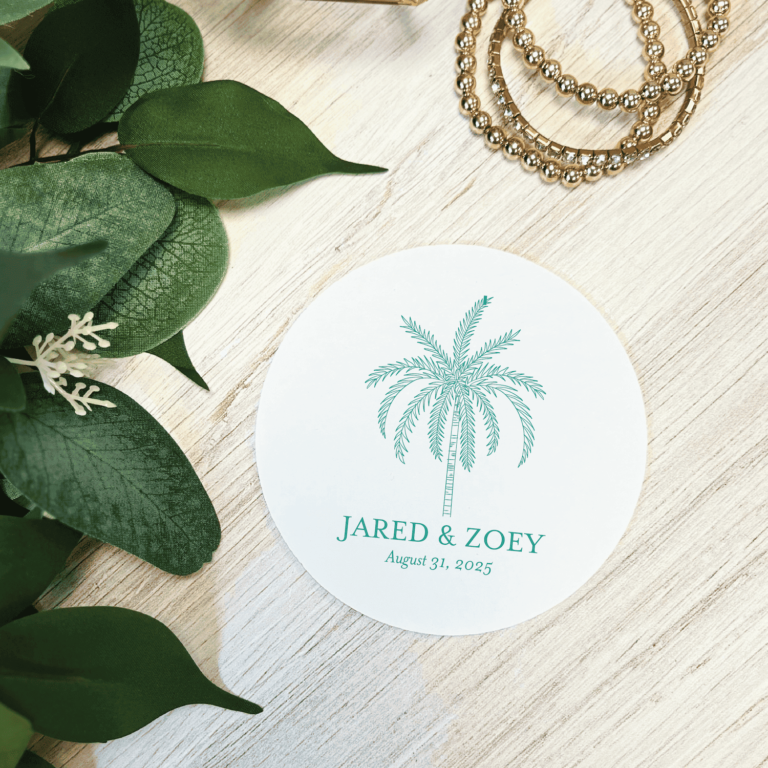 Palm Tree Personalized Wedding Coasters - Coasters