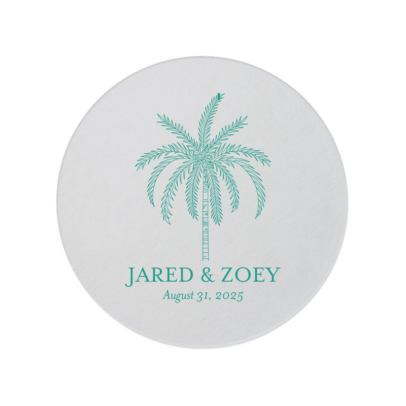Palm Tree Personalized Wedding Coasters - Coasters