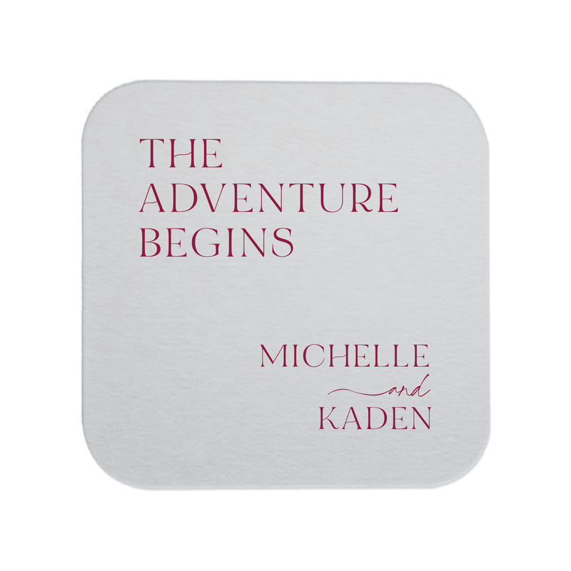 The Adventure Begins Wedding Coasters - Coasters