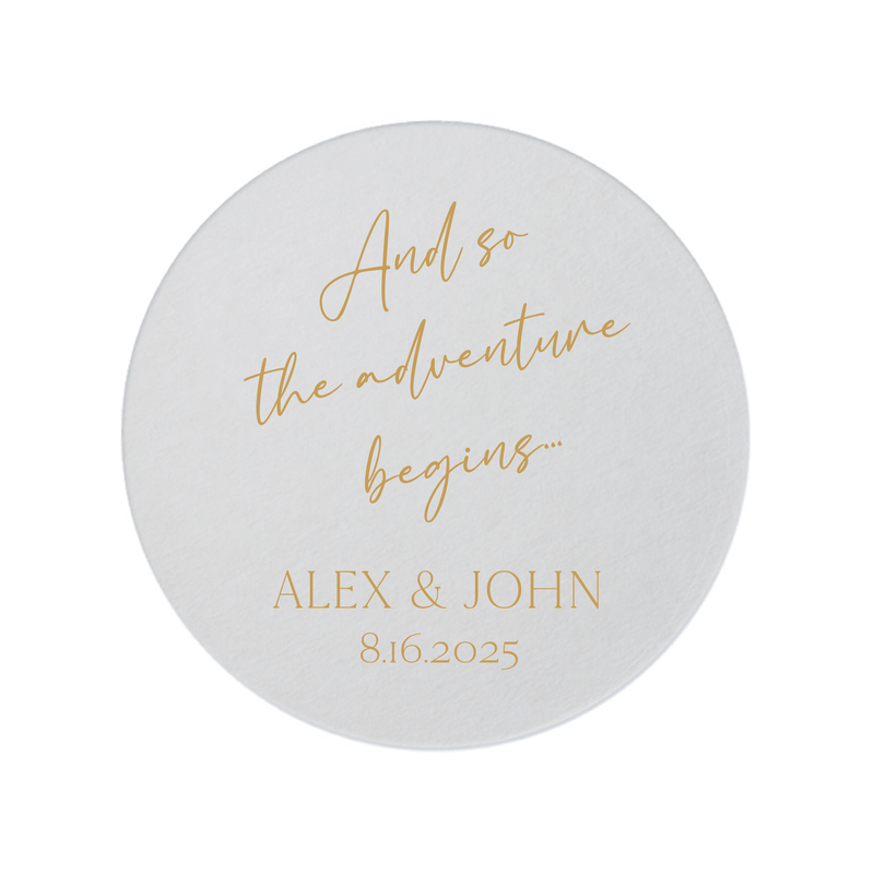And So The Adventure Begins Wedding Coasters - Coasters