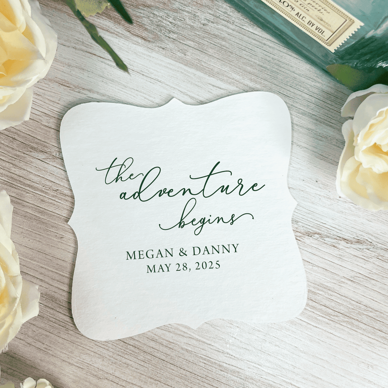 The Adventure Begins Script Wedding Coasters - Coasters