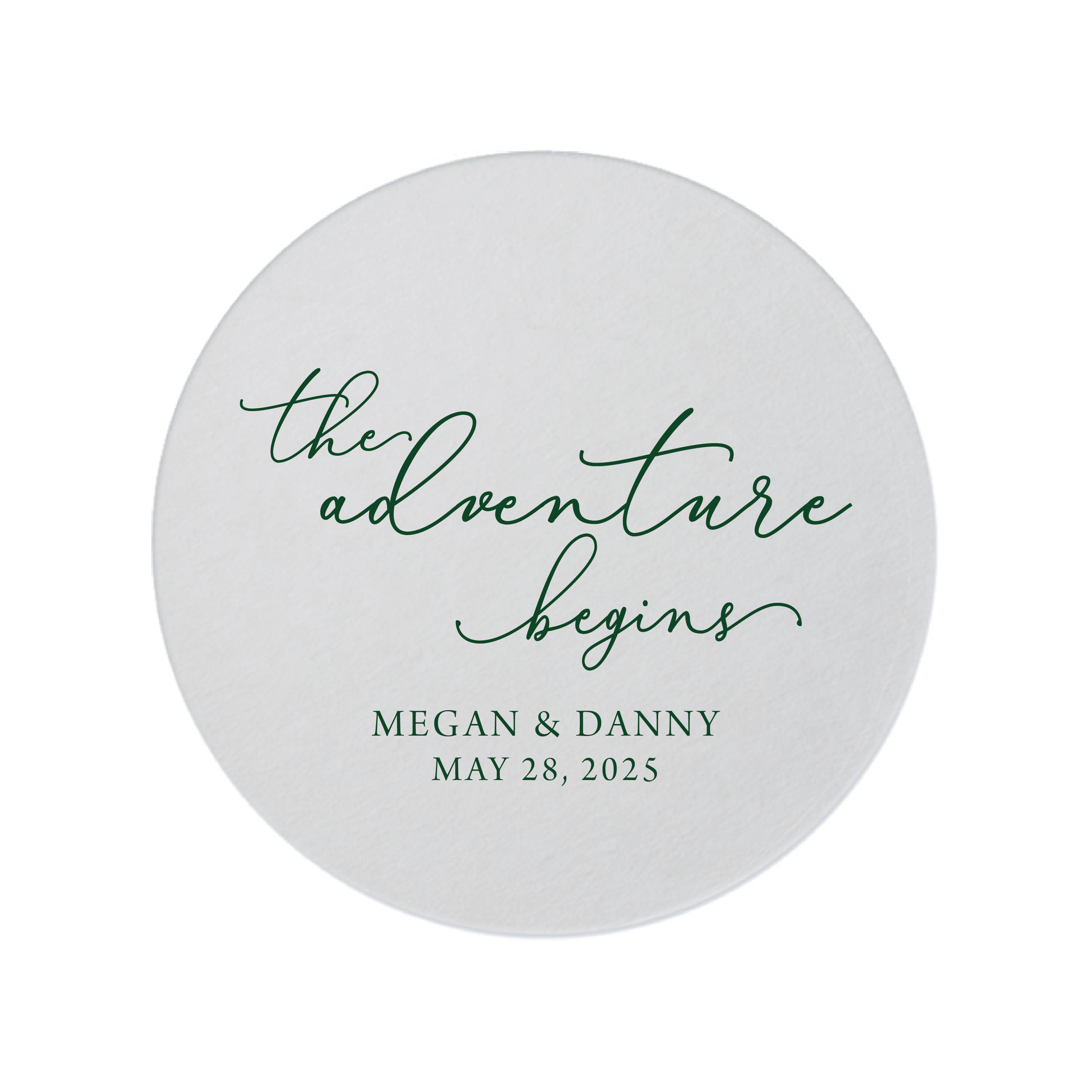 The Adventure Begins Script Wedding Coasters - Coasters