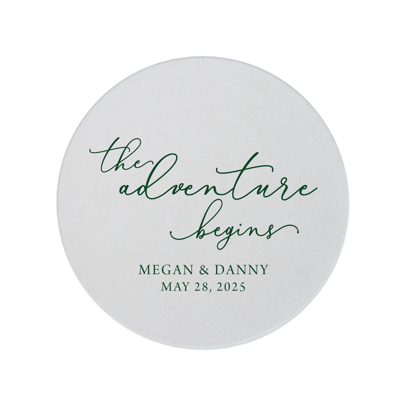 The Adventure Begins Script Wedding Coasters - Coasters