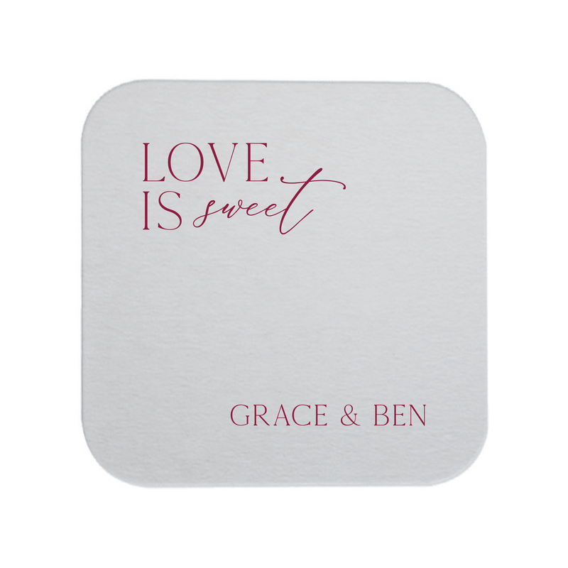 Love Is Sweet Personalized Wedding Coasters - Coasters