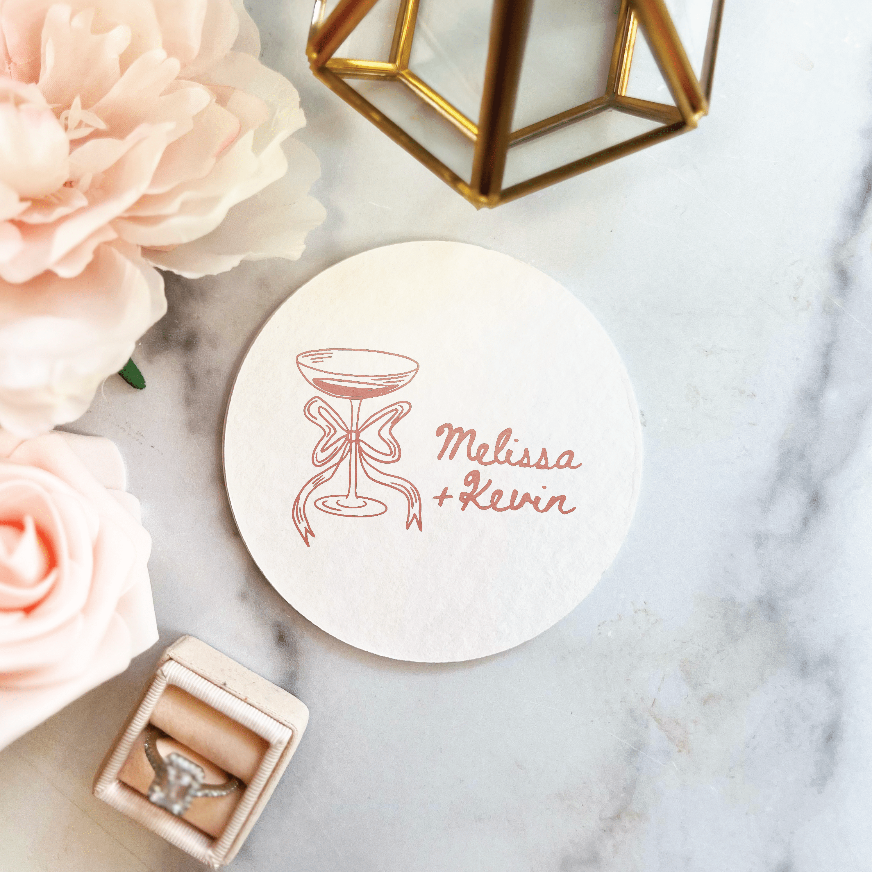 Champagne Doodle Personalized Wedding Coasters - Coasters