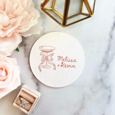 Champagne Doodle Personalized Wedding Coasters